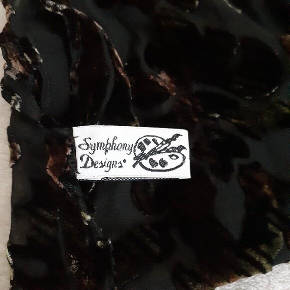 Symphony Designs Women's Black Burnout Velvet Floral Sheer Silk Blend Scarf - Picture 4 of 8